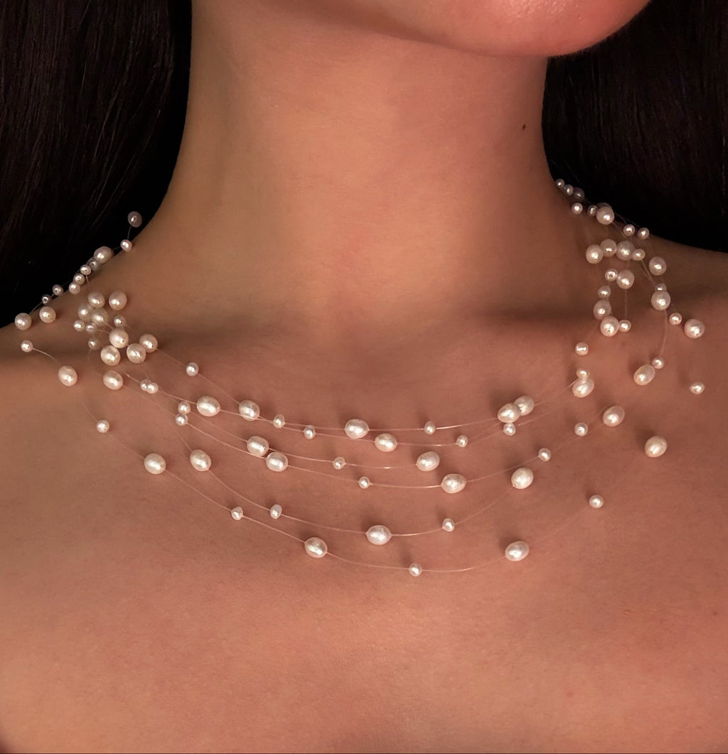 6-Layer Stardust Floating Pearl Necklace