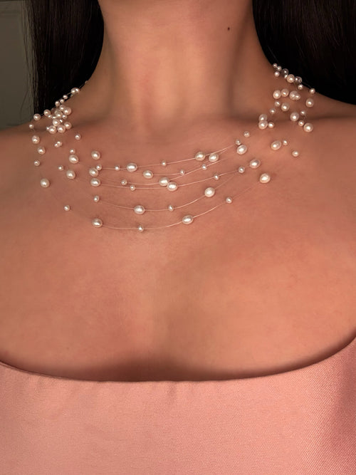 6-Layer Stardust Floating Pearl Necklace