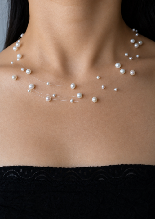3-Layer Stardust Floating Pearl Necklace