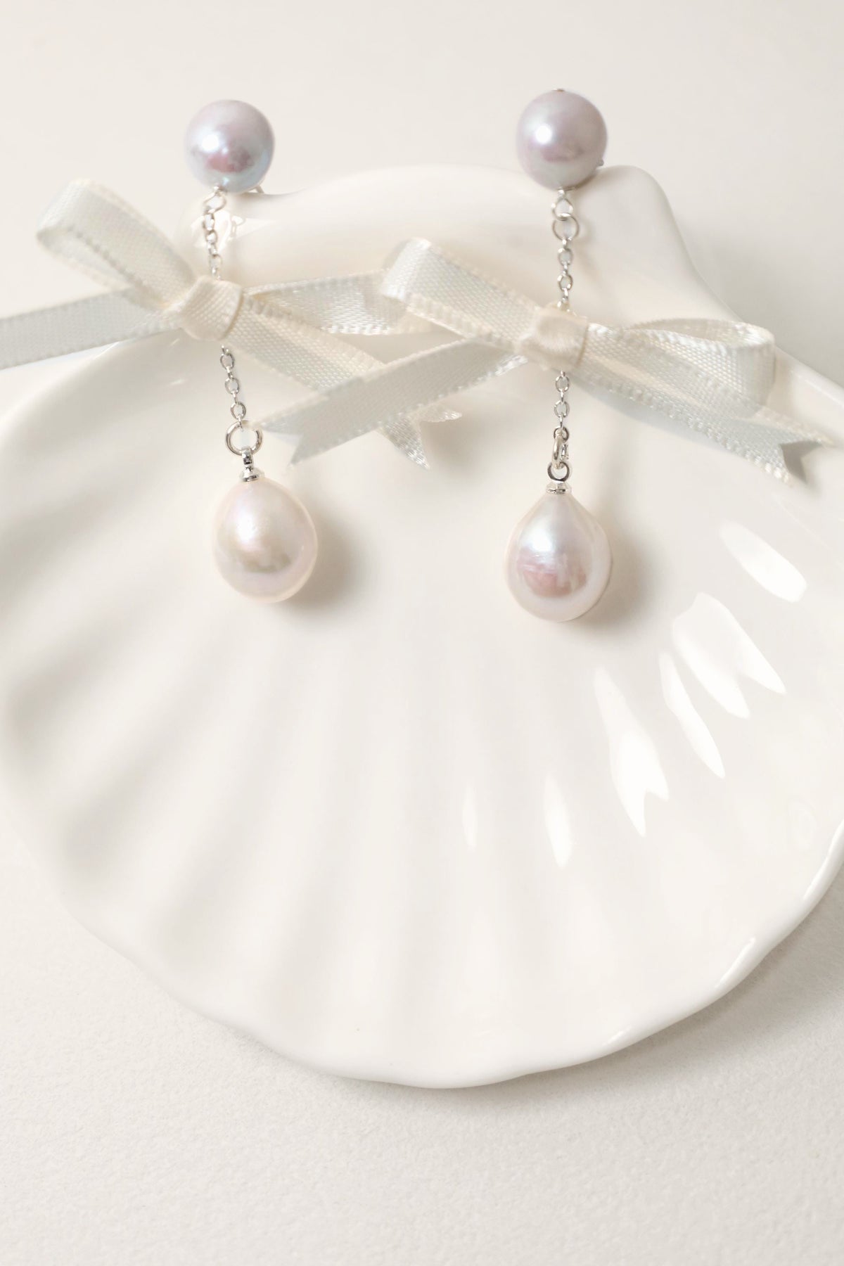 Baroque Pearl Bow Drop Earrings - AwarePearl 8