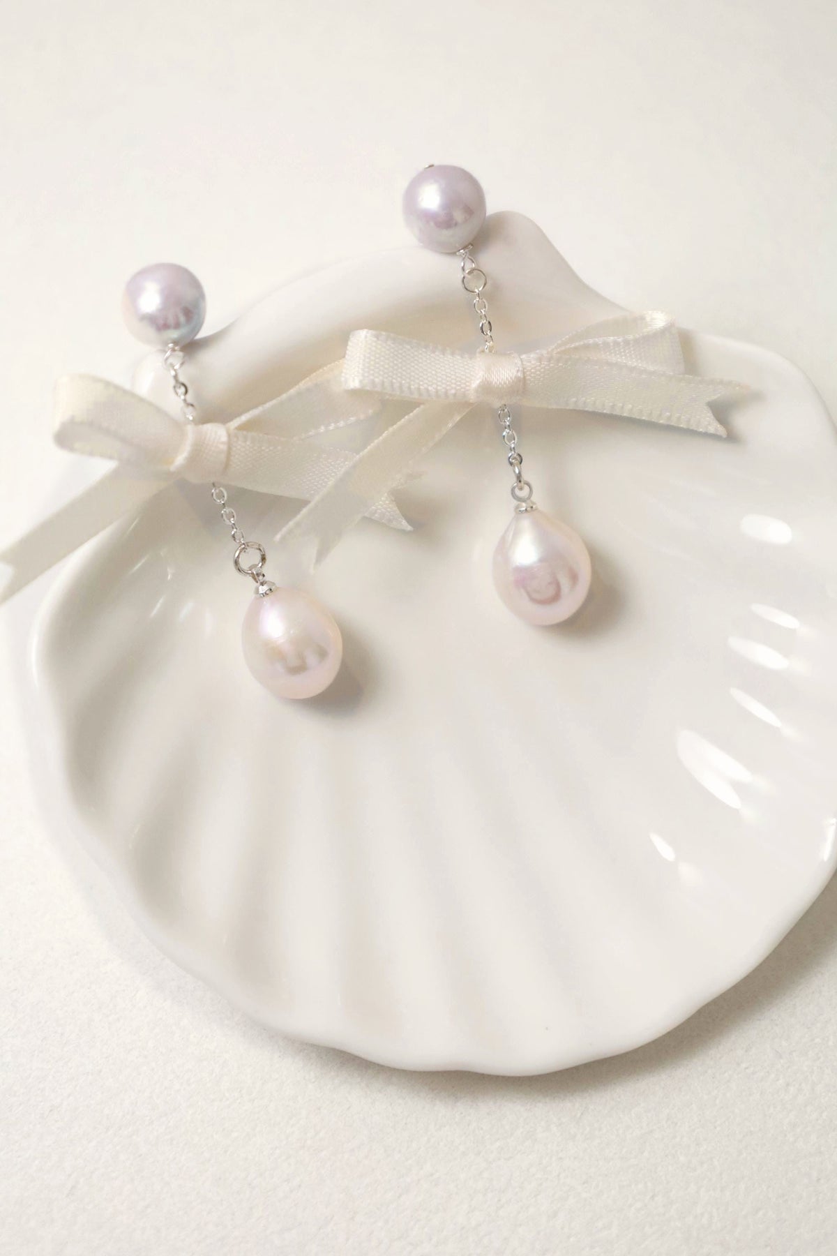 Baroque Pearl Bow Drop Earrings - AwarePearl 3