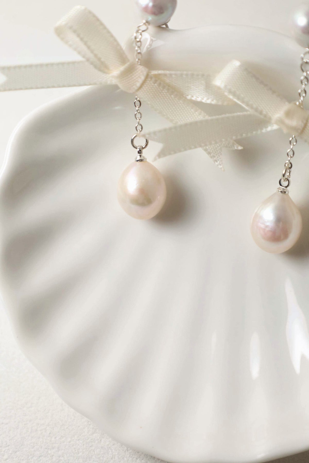 Baroque Pearl Bow Drop Earrings - AwarePearl 4