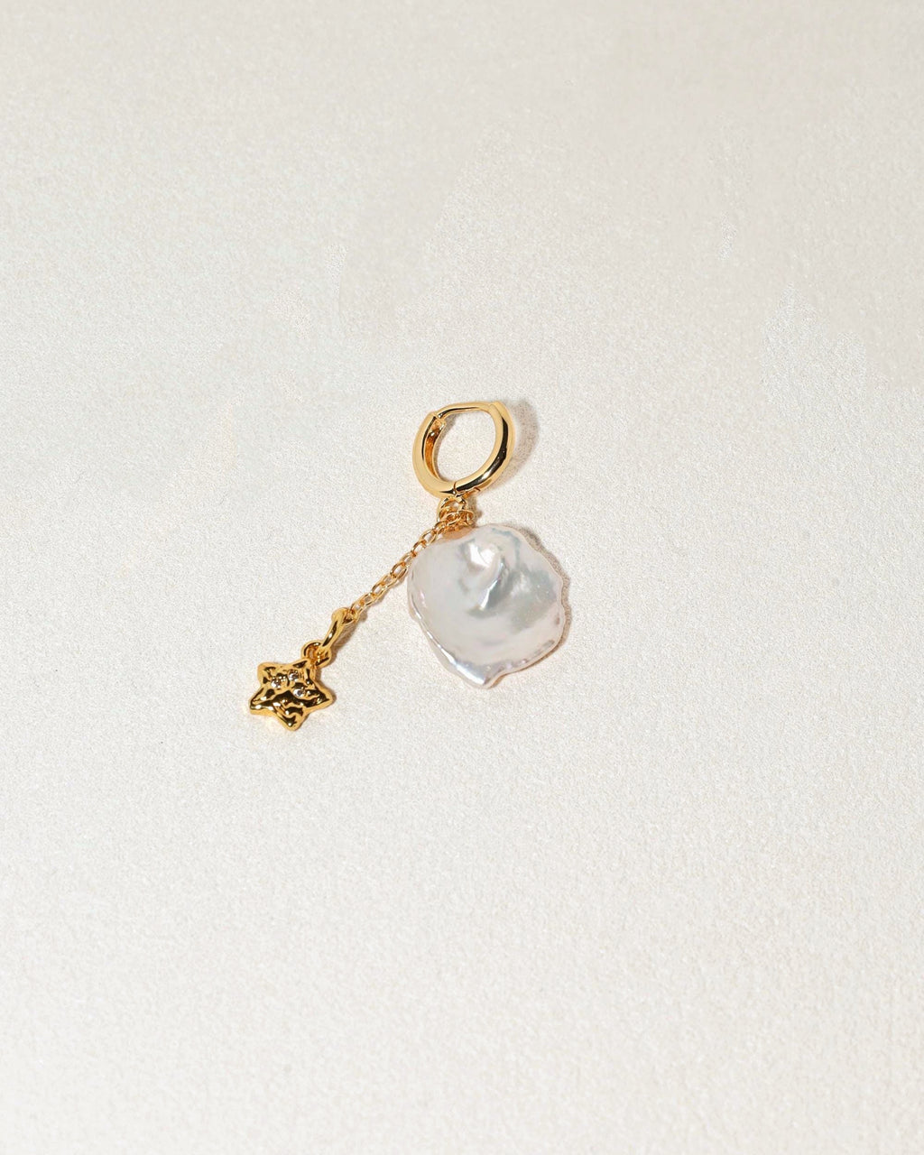Baroque Pearl Hoop Earrings with Star Charm - AwarePearl 8