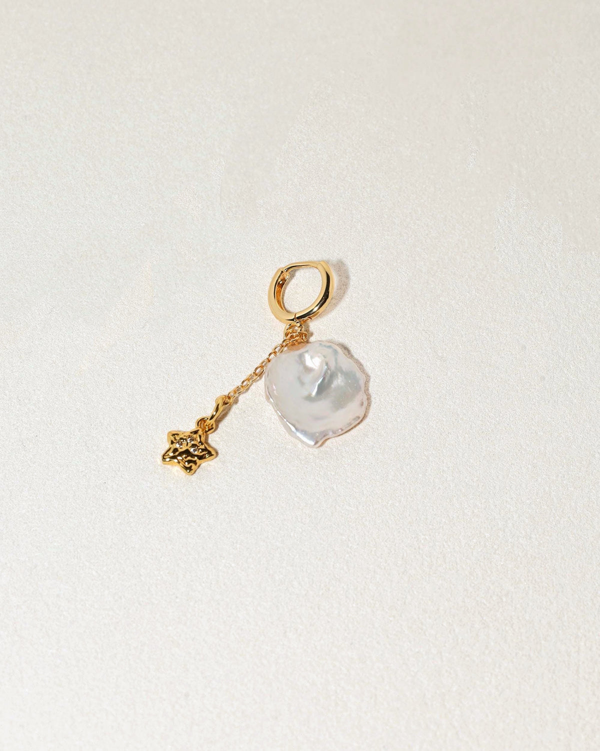 Baroque Pearl Hoop Earrings with Star Charm - AwarePearl 8
