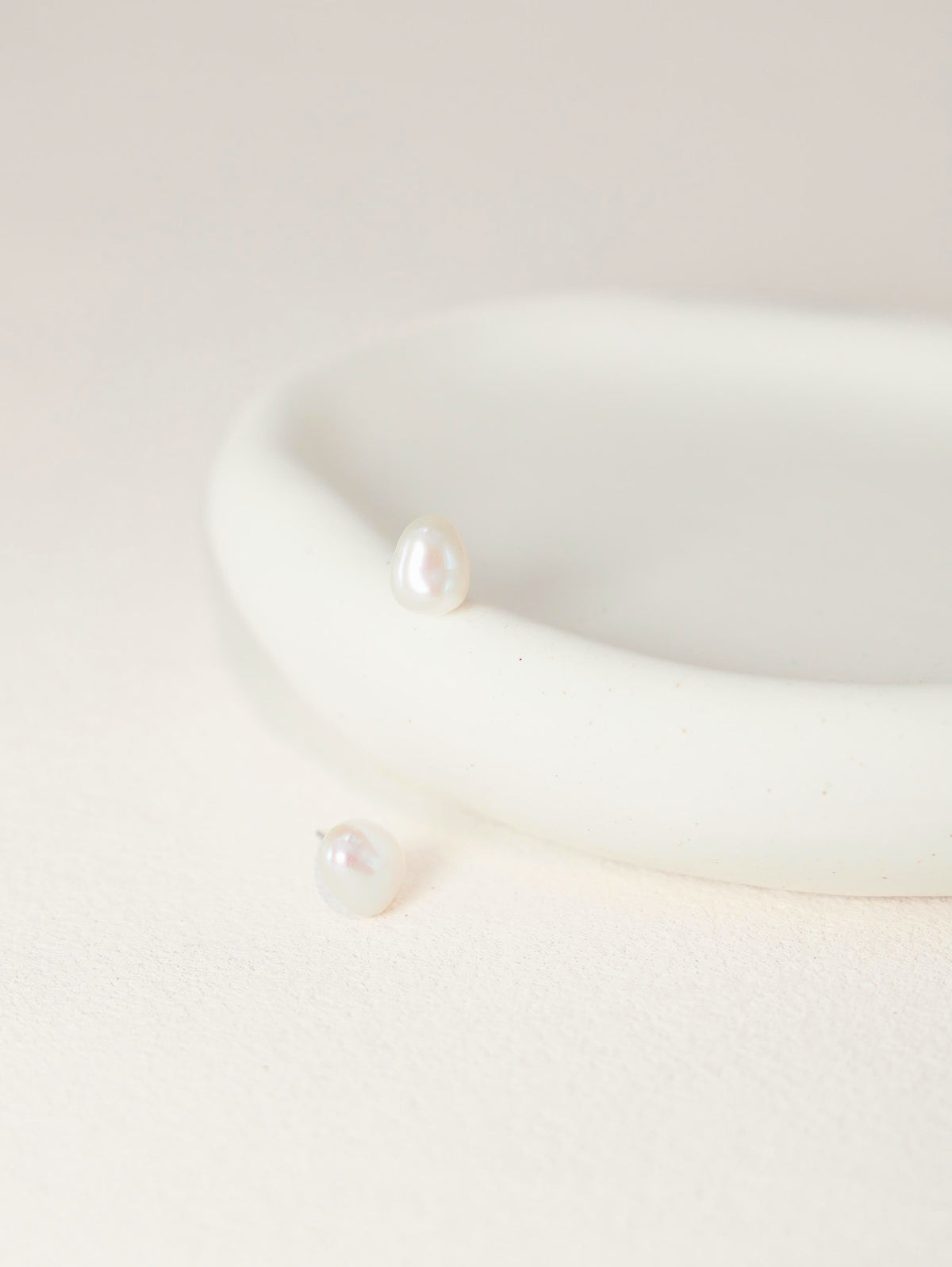 Minimalist Baroque Pearl Stud Earrings