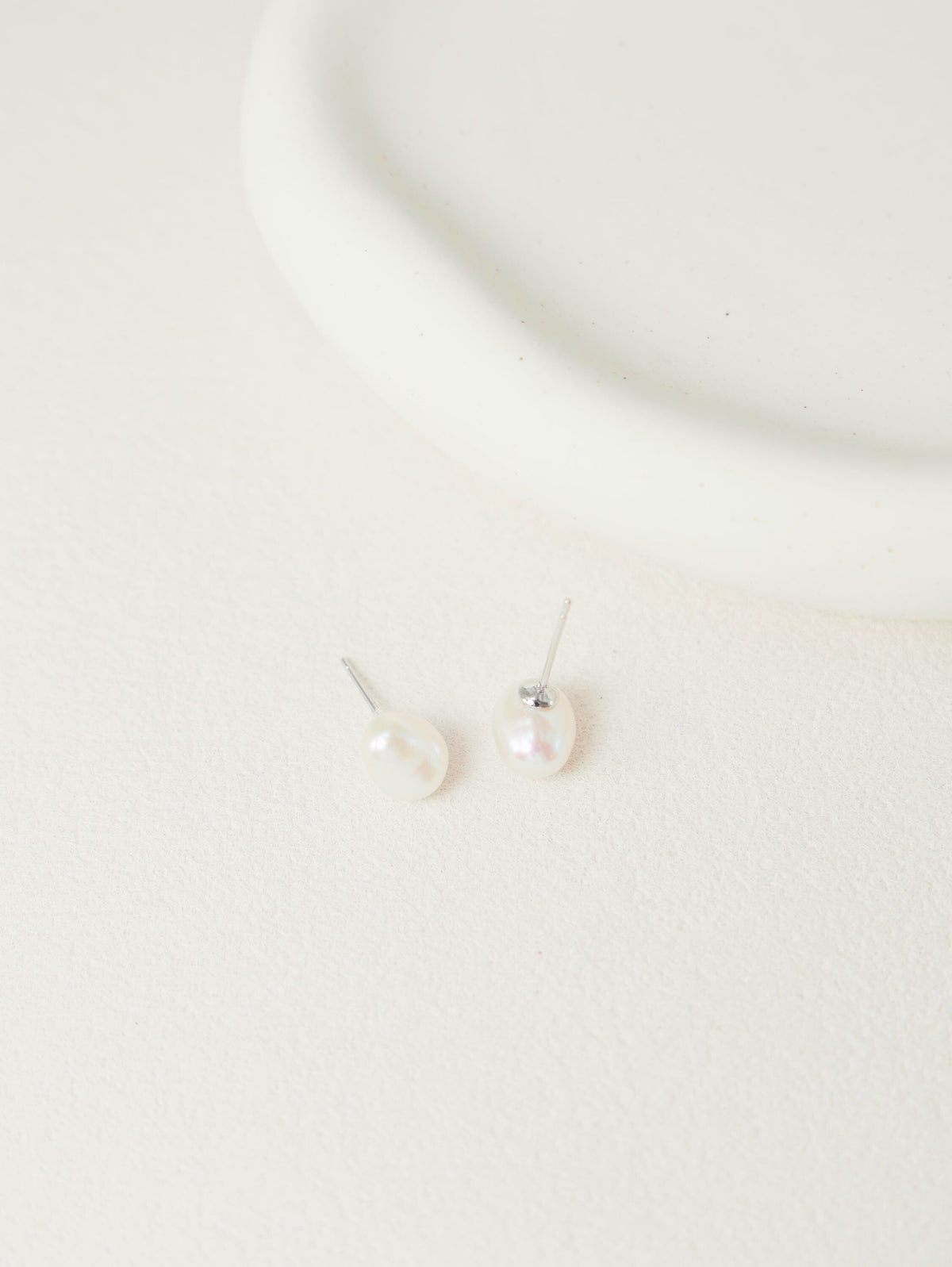 Minimalist Baroque Pearl Stud Earrings