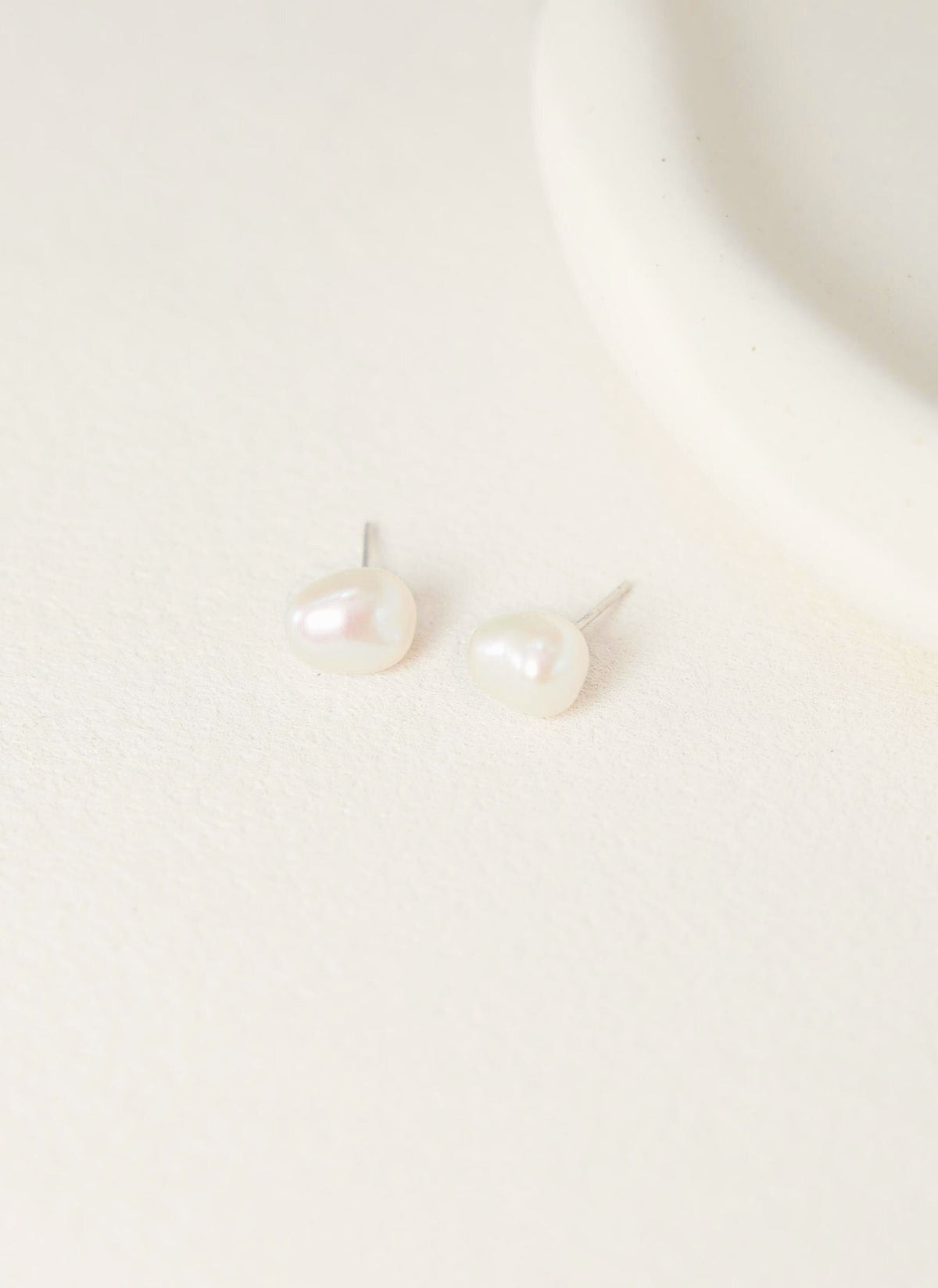 Minimalist Baroque Pearl Stud Earrings