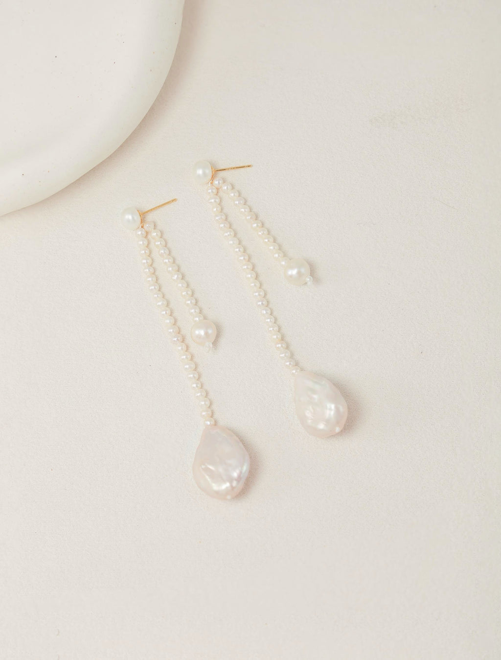 Asymmetric Baroque Pearl Drop Earrings