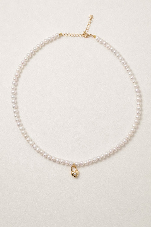 Gold Heart Pearl Pendant Necklace - AwarePearl 5