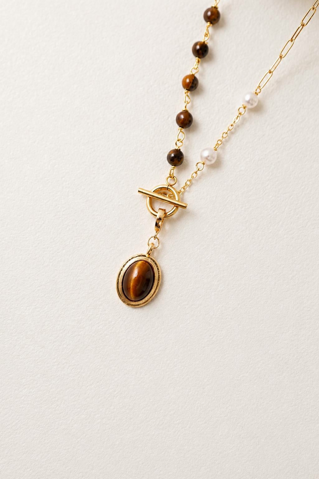 Tiger Eye Gemstone Pendant Necklace - AwarePearl 8
