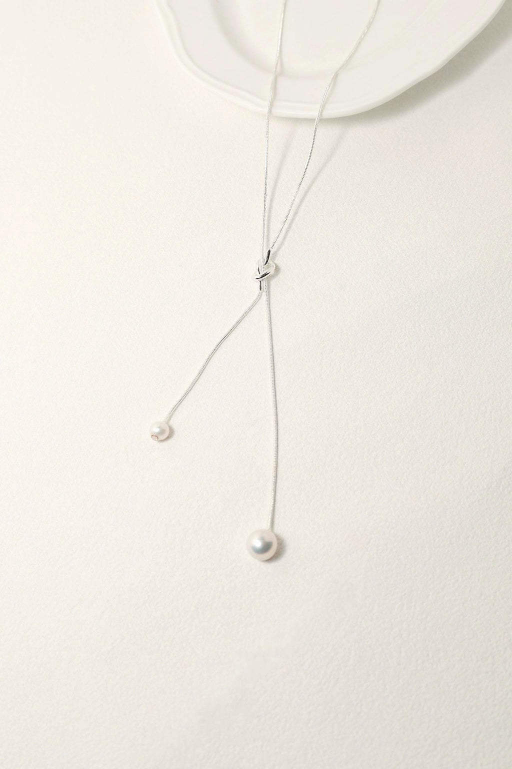Long Silver Lariat Pearl Necklace - AwarePearl 4