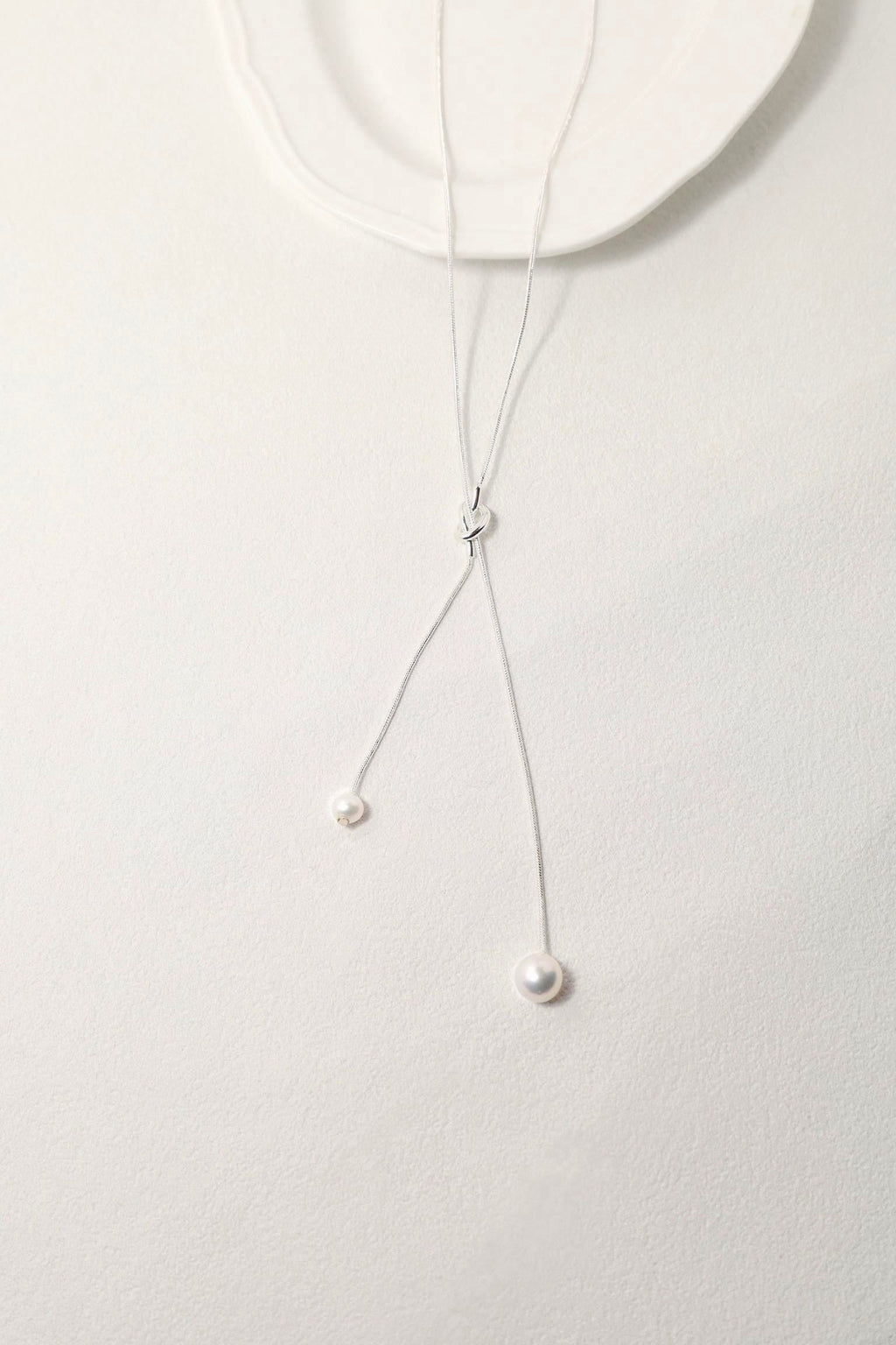 Long Silver Lariat Pearl Necklace - AwarePearl 5