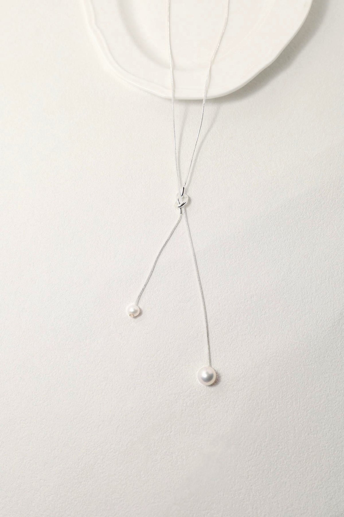 Long Silver Lariat Pearl Necklace - AwarePearl 5