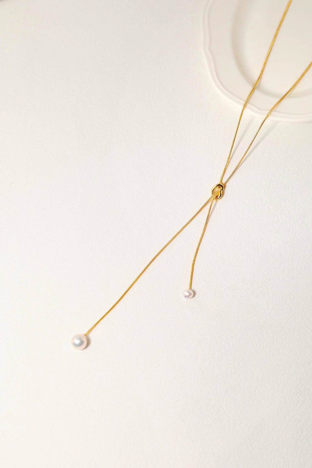 14K Adjustable Gold Pearl Lariat Necklace - AwarePearl 9
