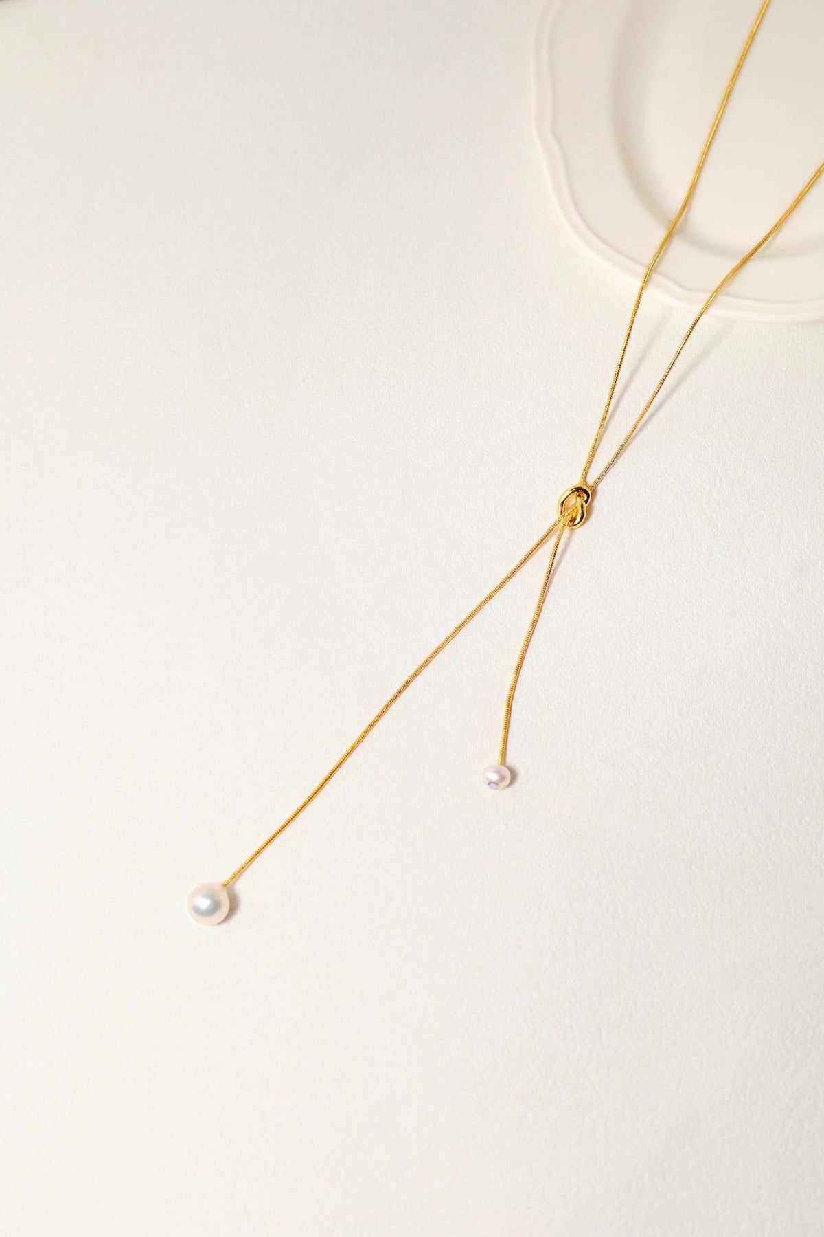 14K Adjustable Gold Pearl Lariat Necklace - AwarePearl 9