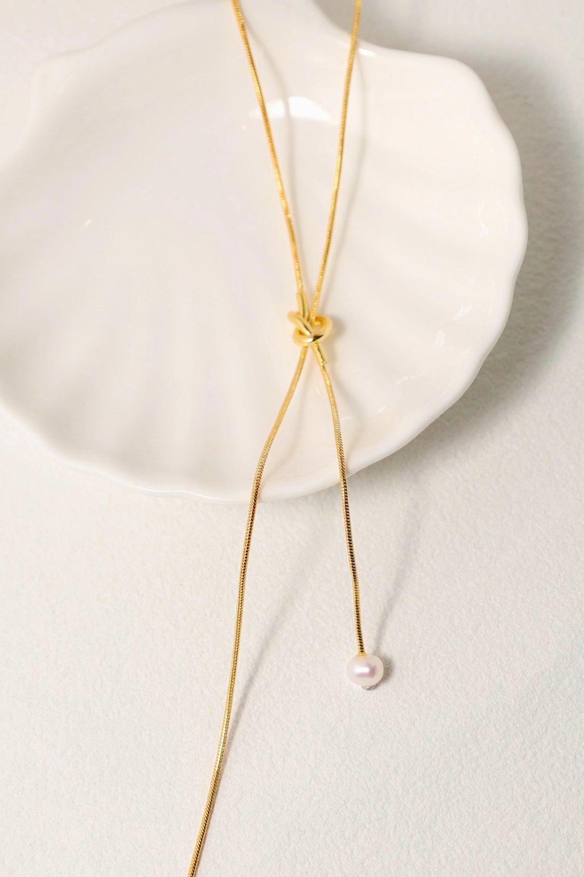 14K Adjustable Gold Pearl Lariat Necklace - AwarePearl 8