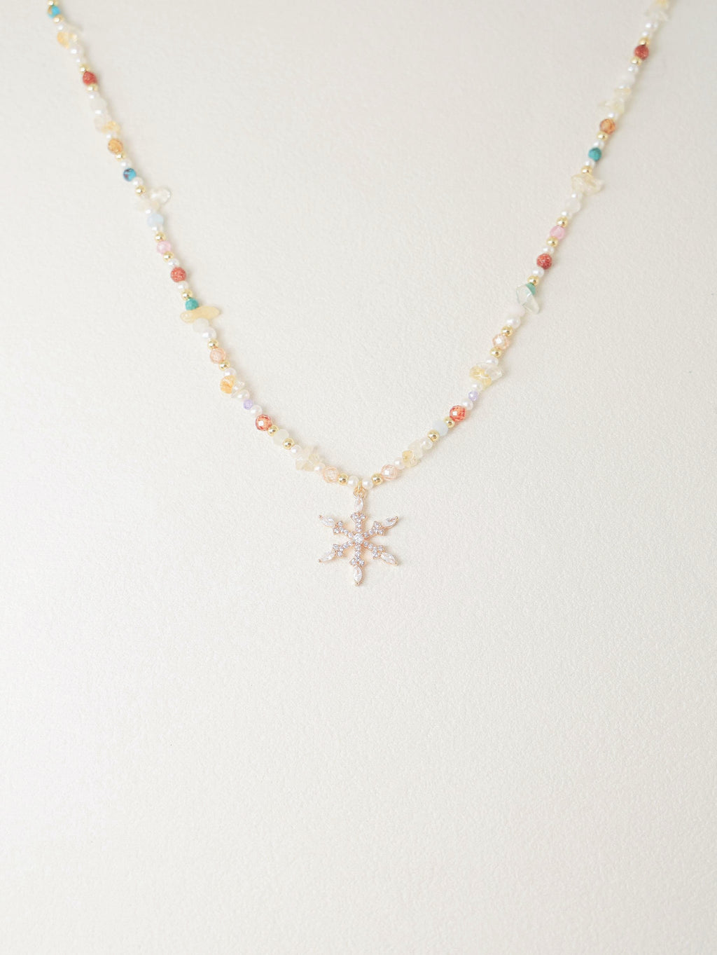Autumn Frost Crystal Pearl Necklace