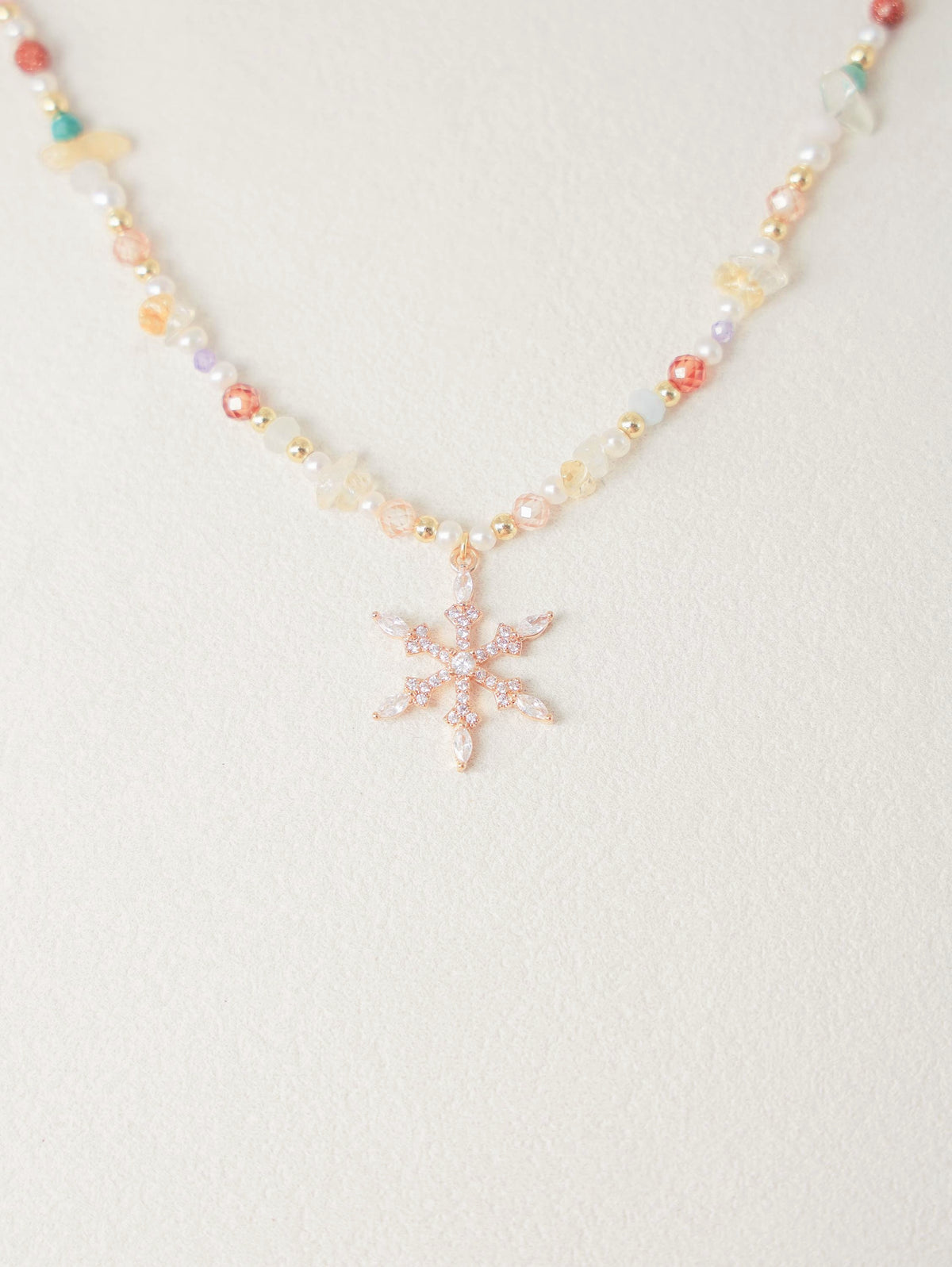 Autumn Frost Crystal Pearl Necklace