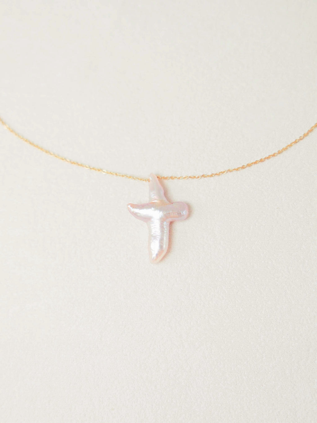 Baroque Pearl Cross Pendant Necklace