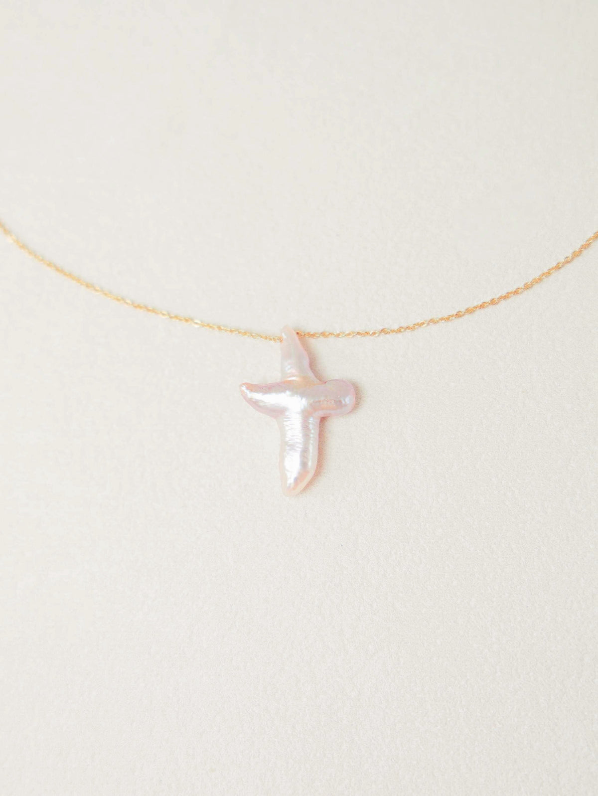 Baroque Pearl Cross Pendant Necklace