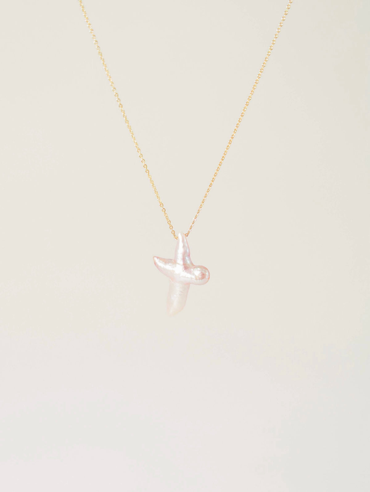 Baroque Pearl Cross Pendant Necklace
