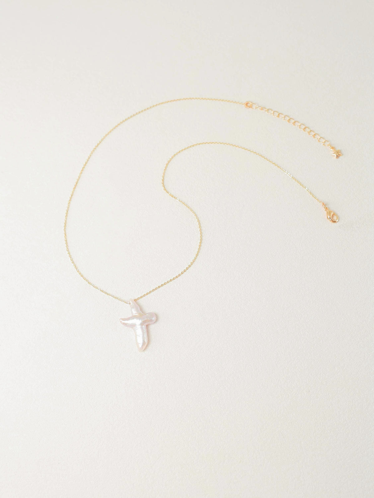Baroque Pearl Cross Pendant Necklace