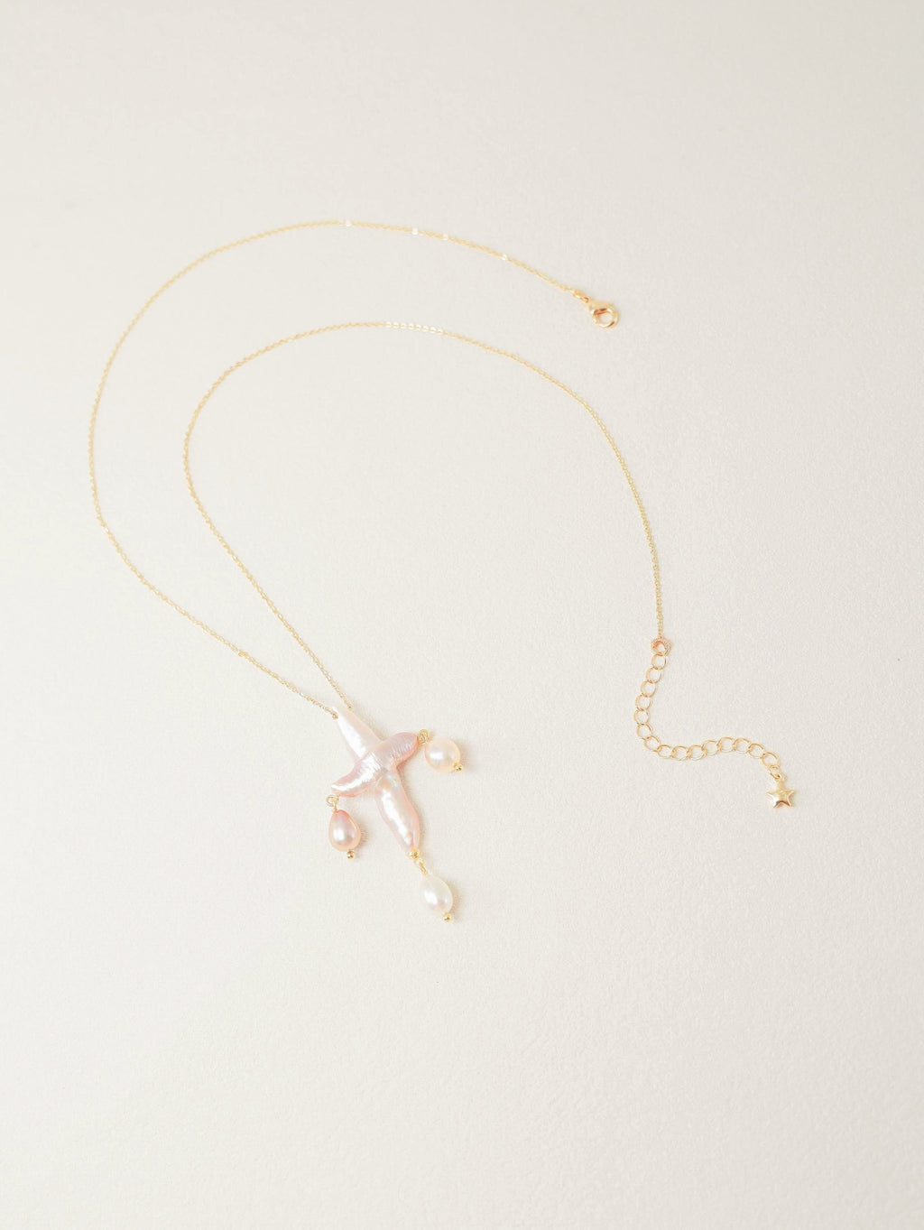 Three-Drop Baroque Pearl Cross Necklace