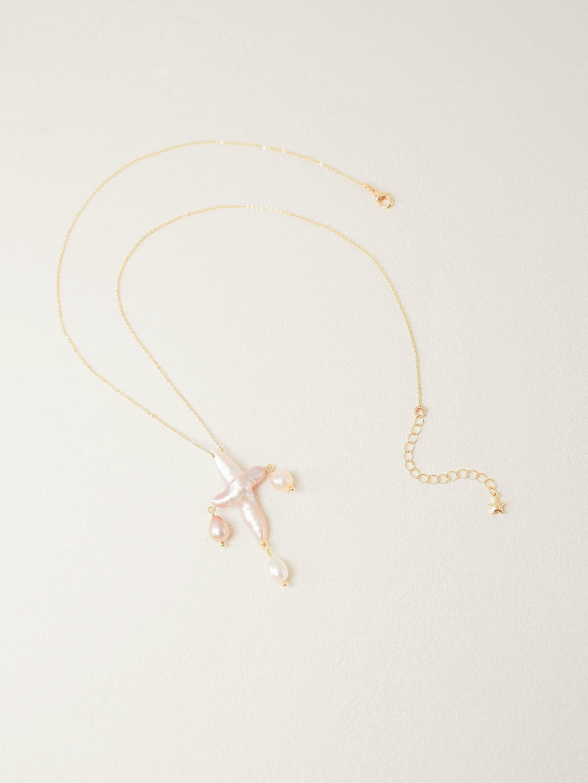 Three-Drop Baroque Pearl Cross Necklace