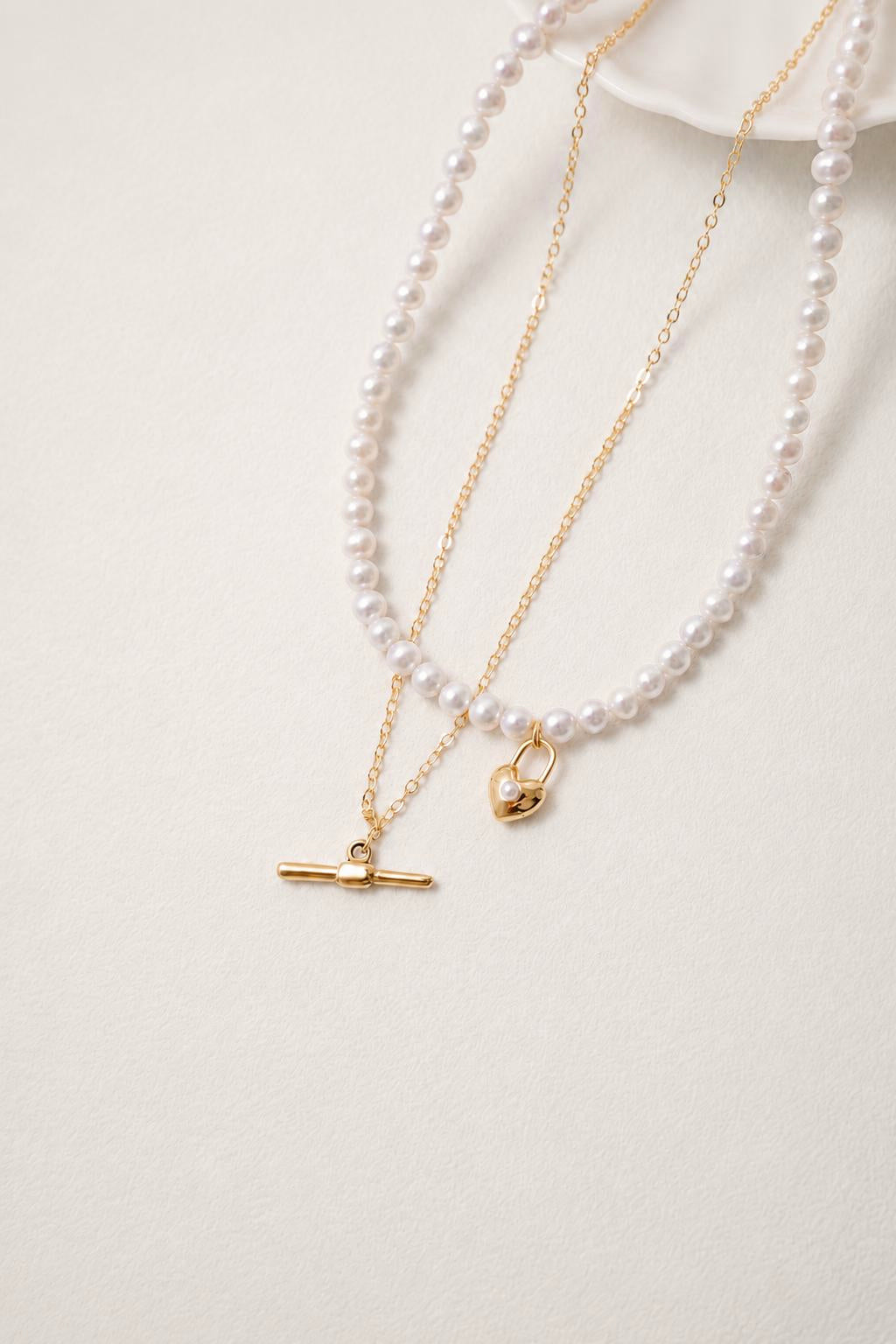 Gold Heart Pearl Pendant Necklace - AwarePearl 17