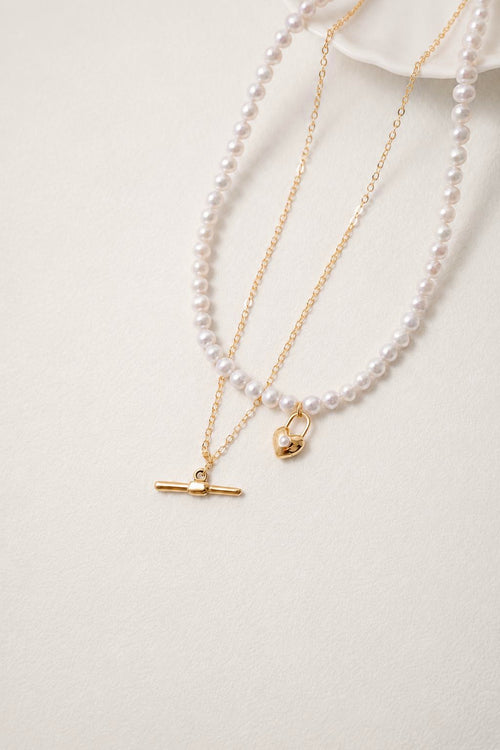 Gold Heart Pearl Pendant Necklace - AwarePearl 17