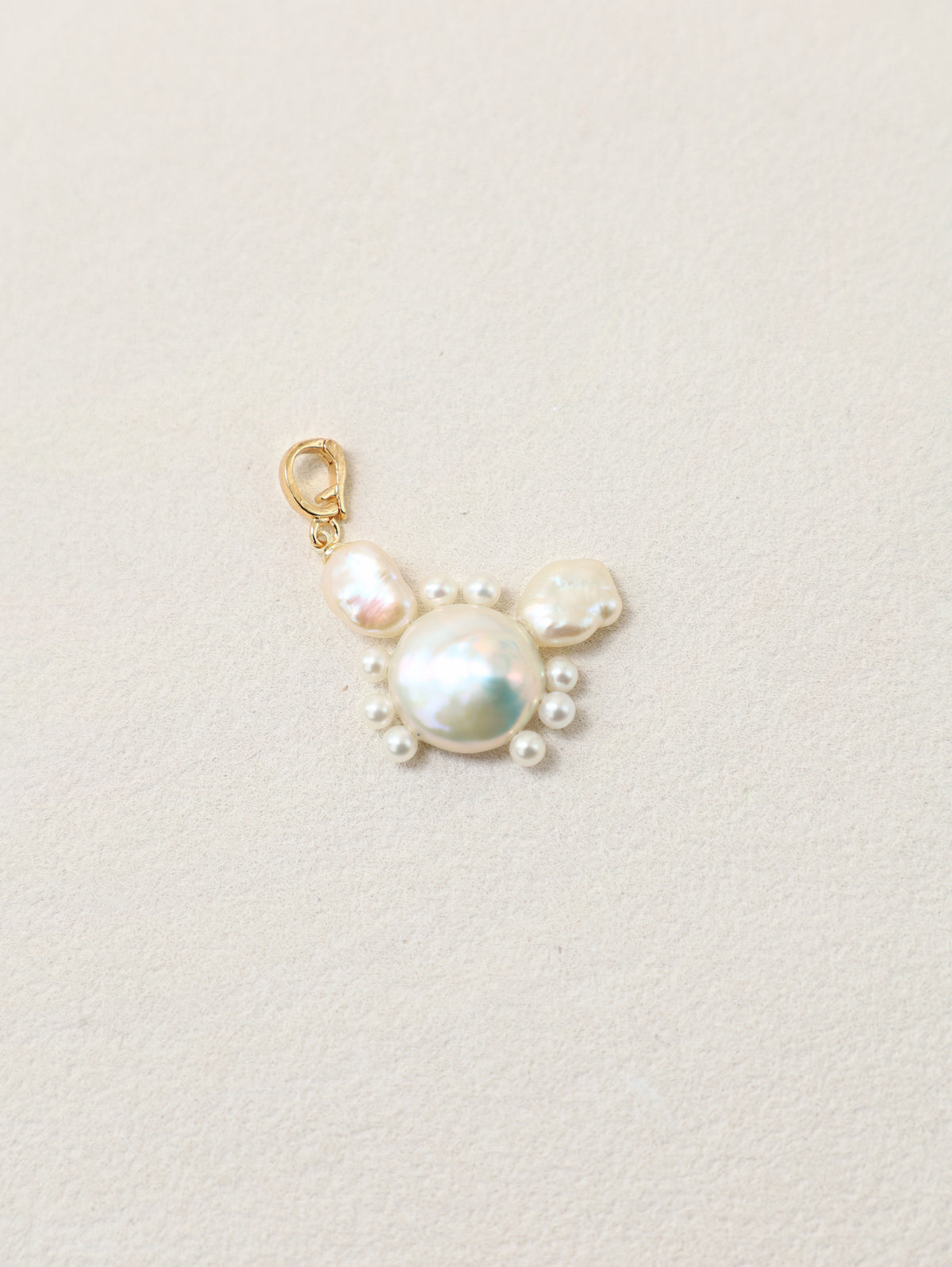 Tidepool Crab Charm with baroque and freshwater pearls