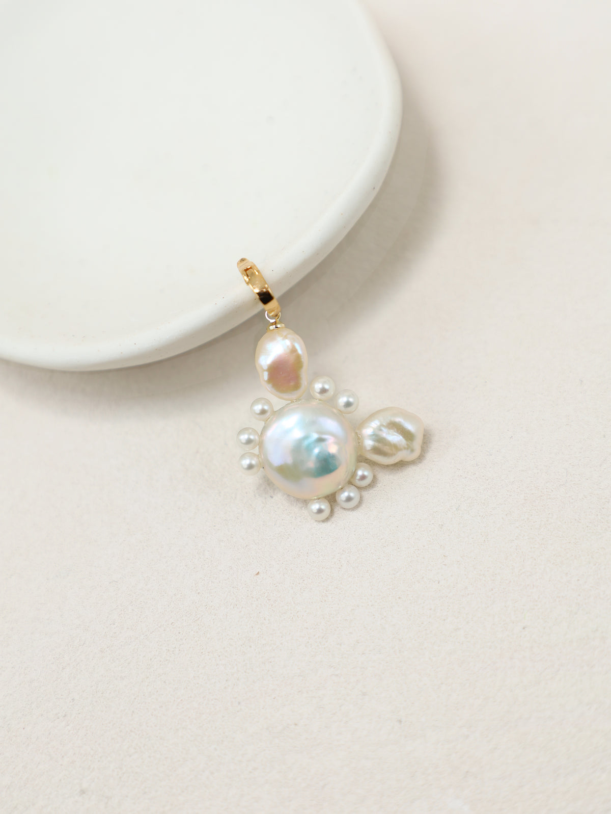 Tidepool Crab Charm with baroque and freshwater pearls