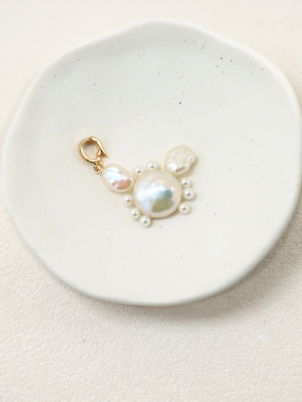 Tidepool Crab Charm with baroque and freshwater pearls