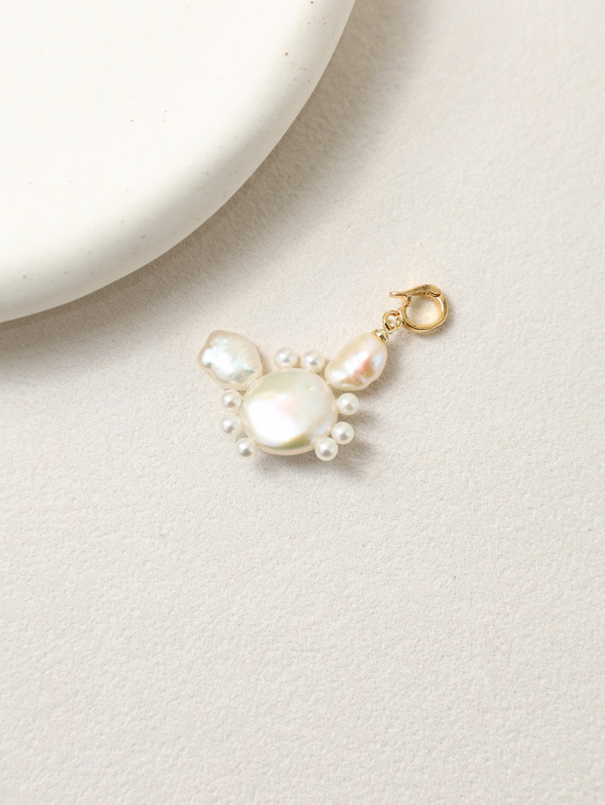 Tidepool Crab Charm with baroque and freshwater pearls
