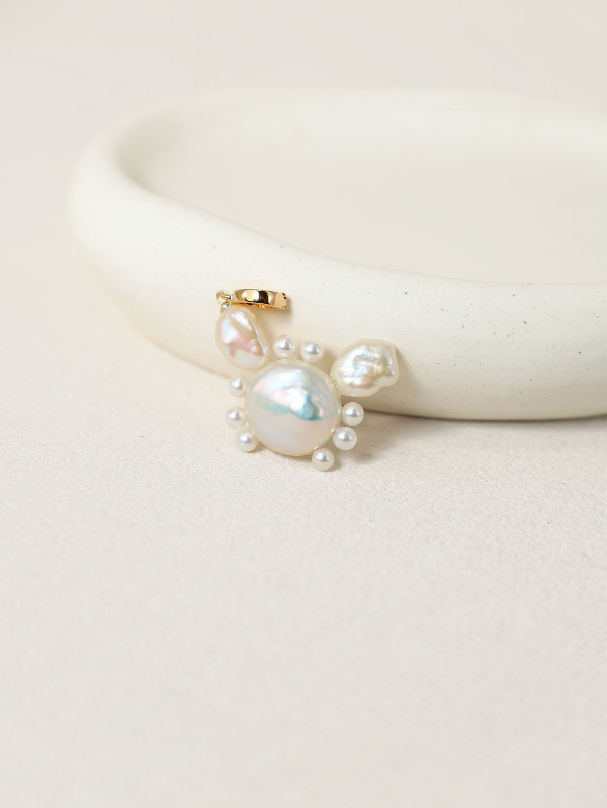Tidepool Crab Charm with baroque and freshwater pearls