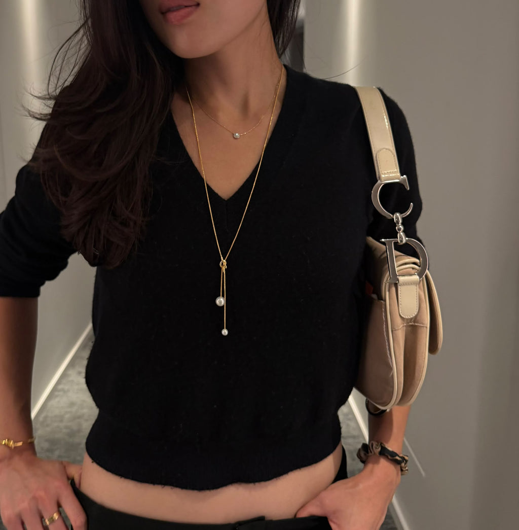Minimale vergoldete Perlen-Lariat