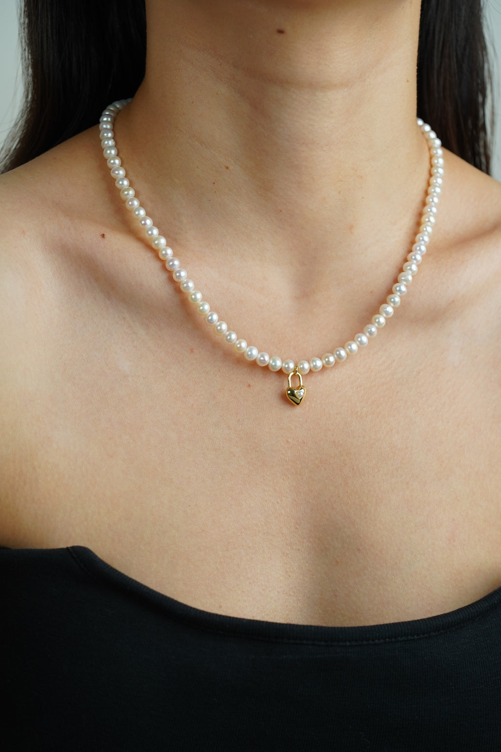 Andy Heart Charm Pearl Necklace