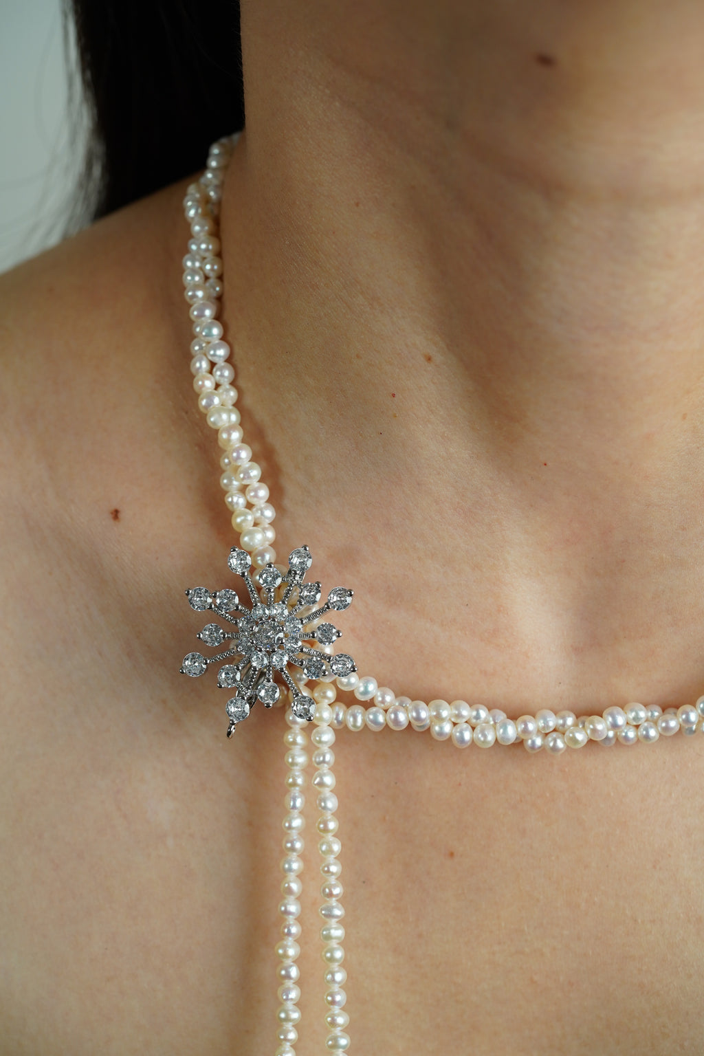 Detachable Crystal Snowflake Brooch