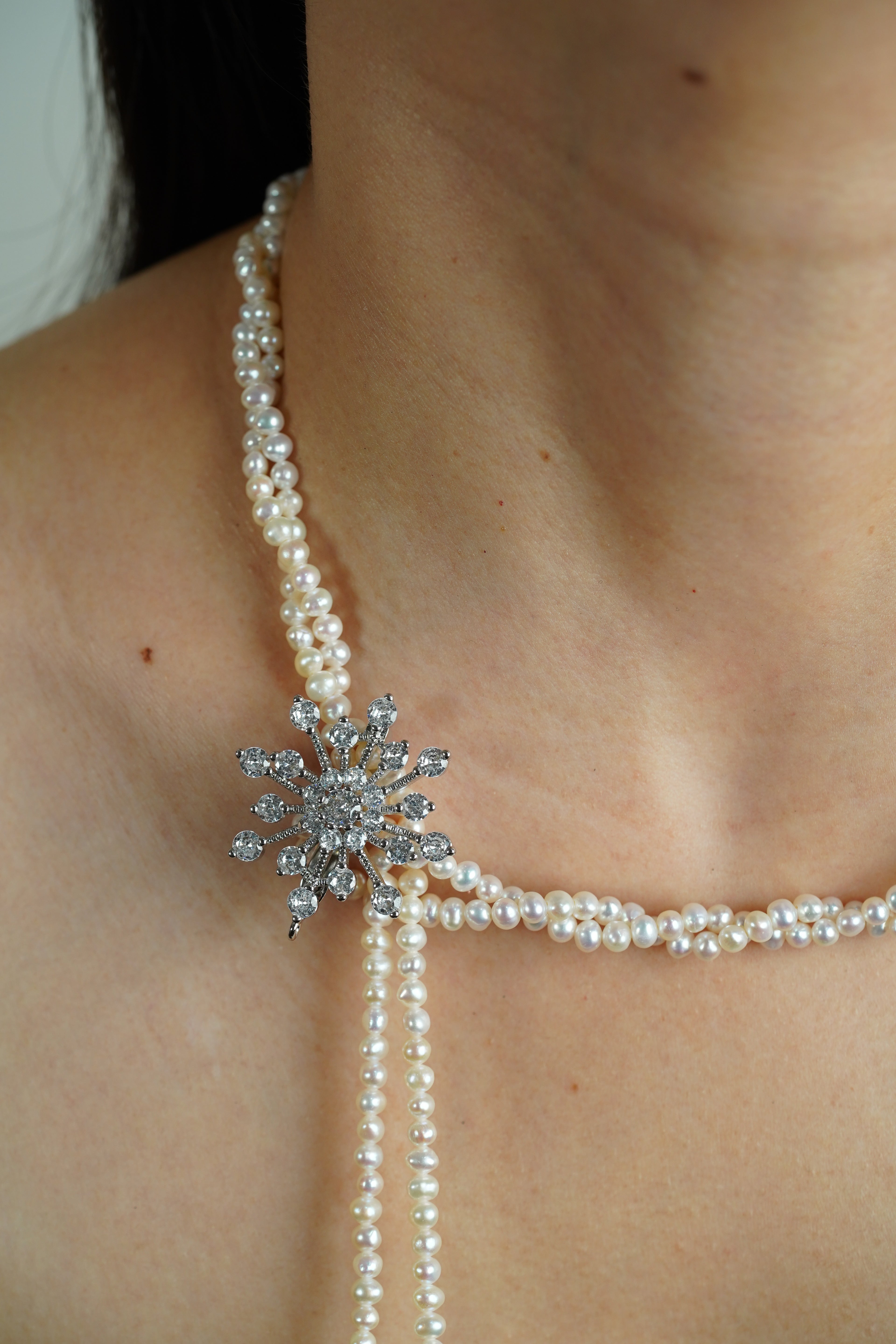 Detachable Crystal Snowflake Brooch