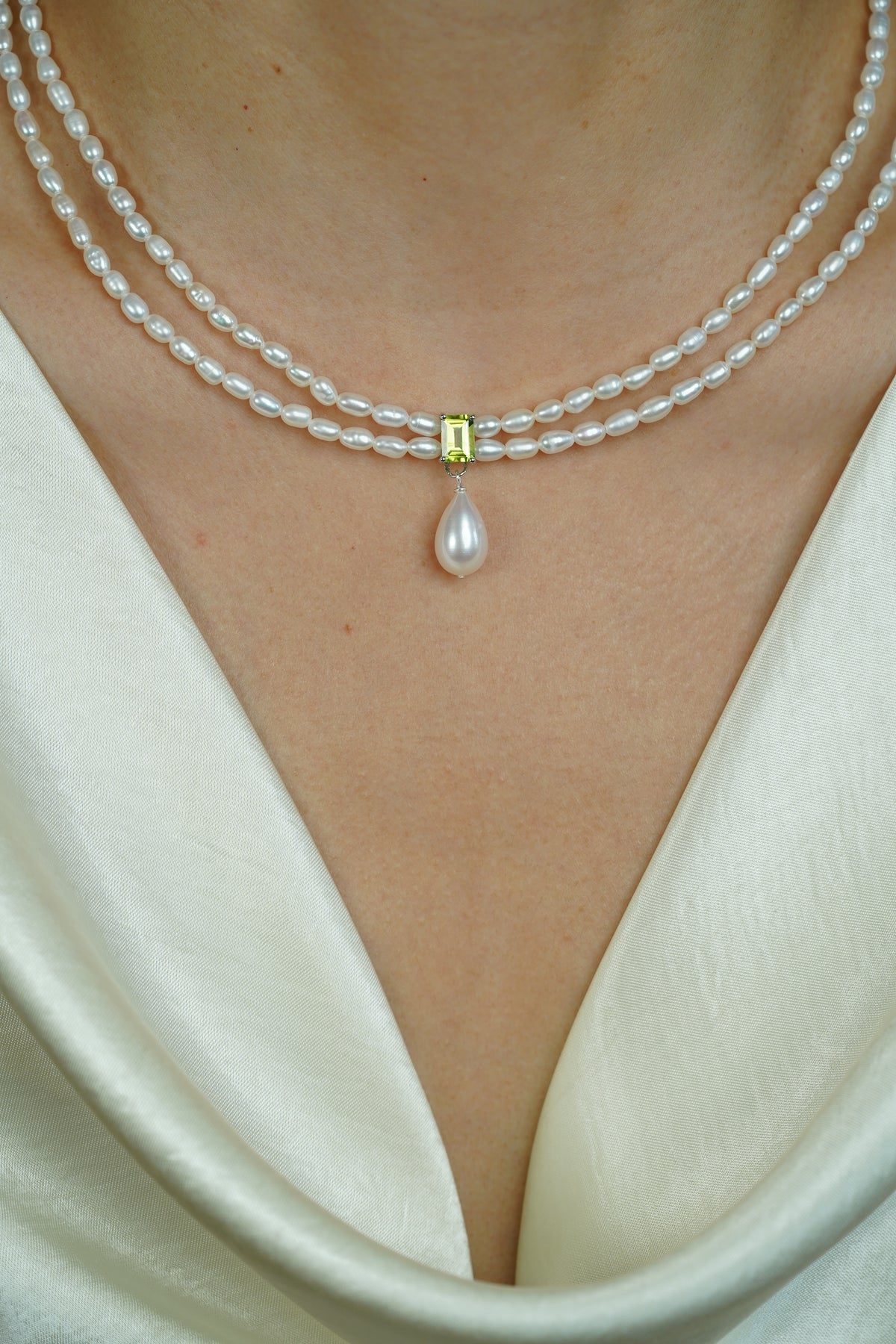 Peridot Double-Strand Pearl Necklace