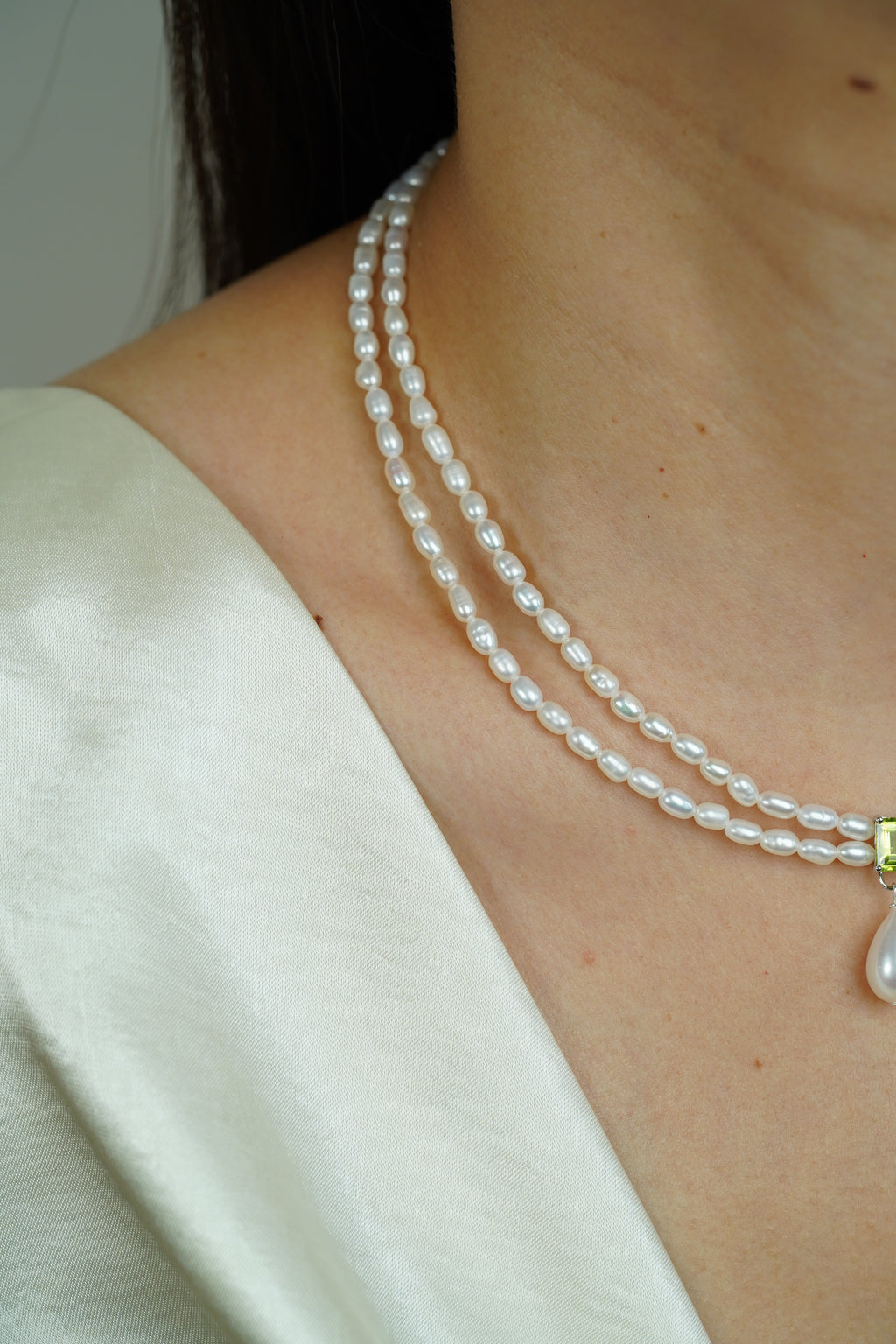 Peridot Double-Strand Pearl Necklace