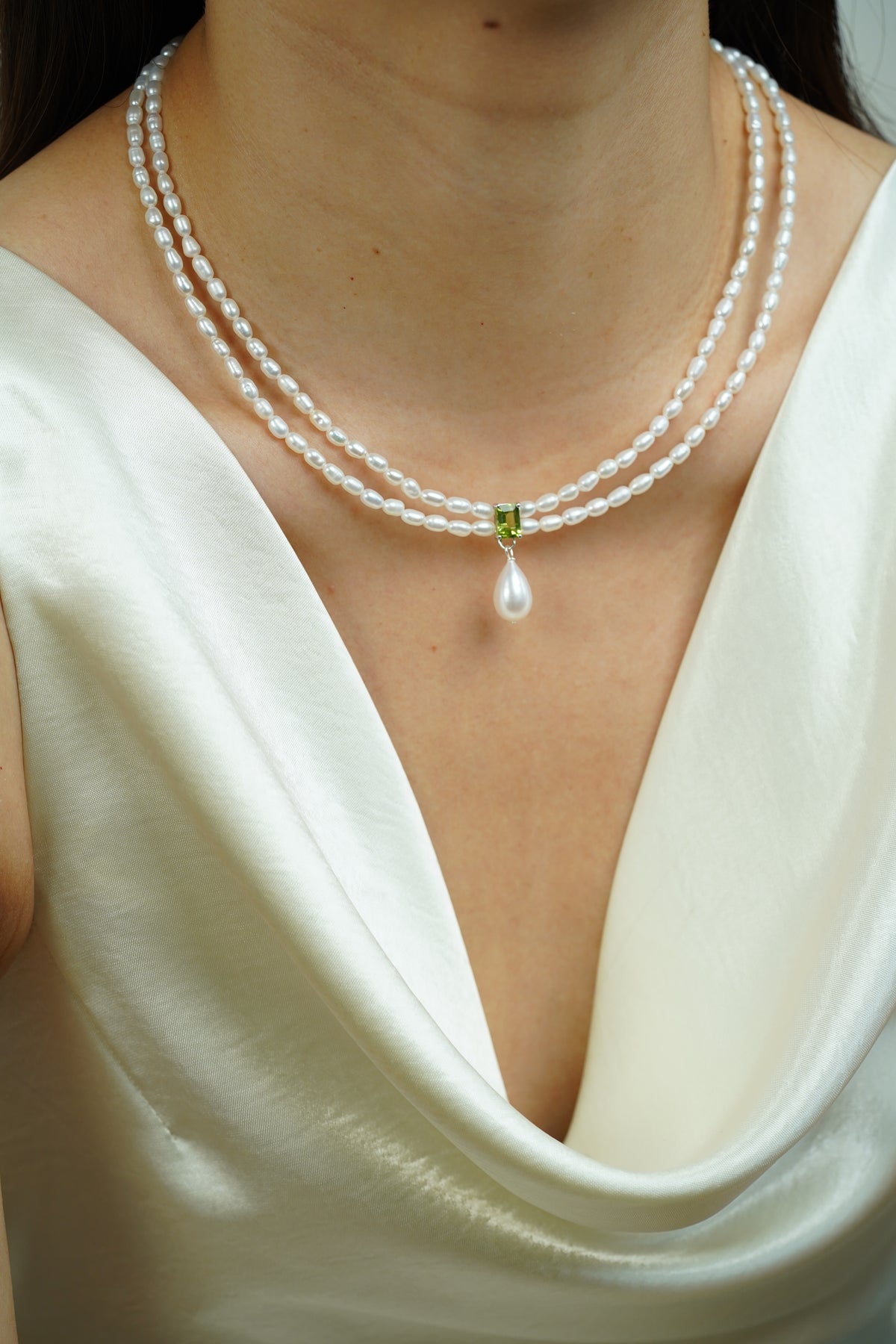 Peridot Double-Strand Pearl Necklace