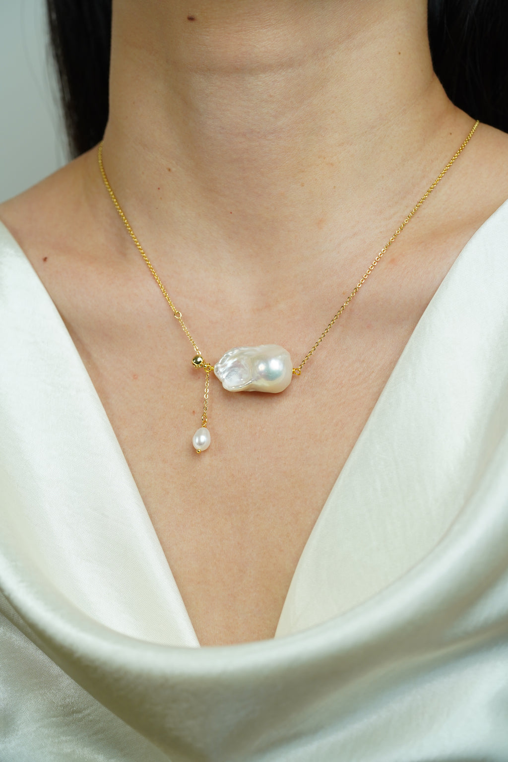 Fine-Chain Baroque Pearl Pendant Necklace