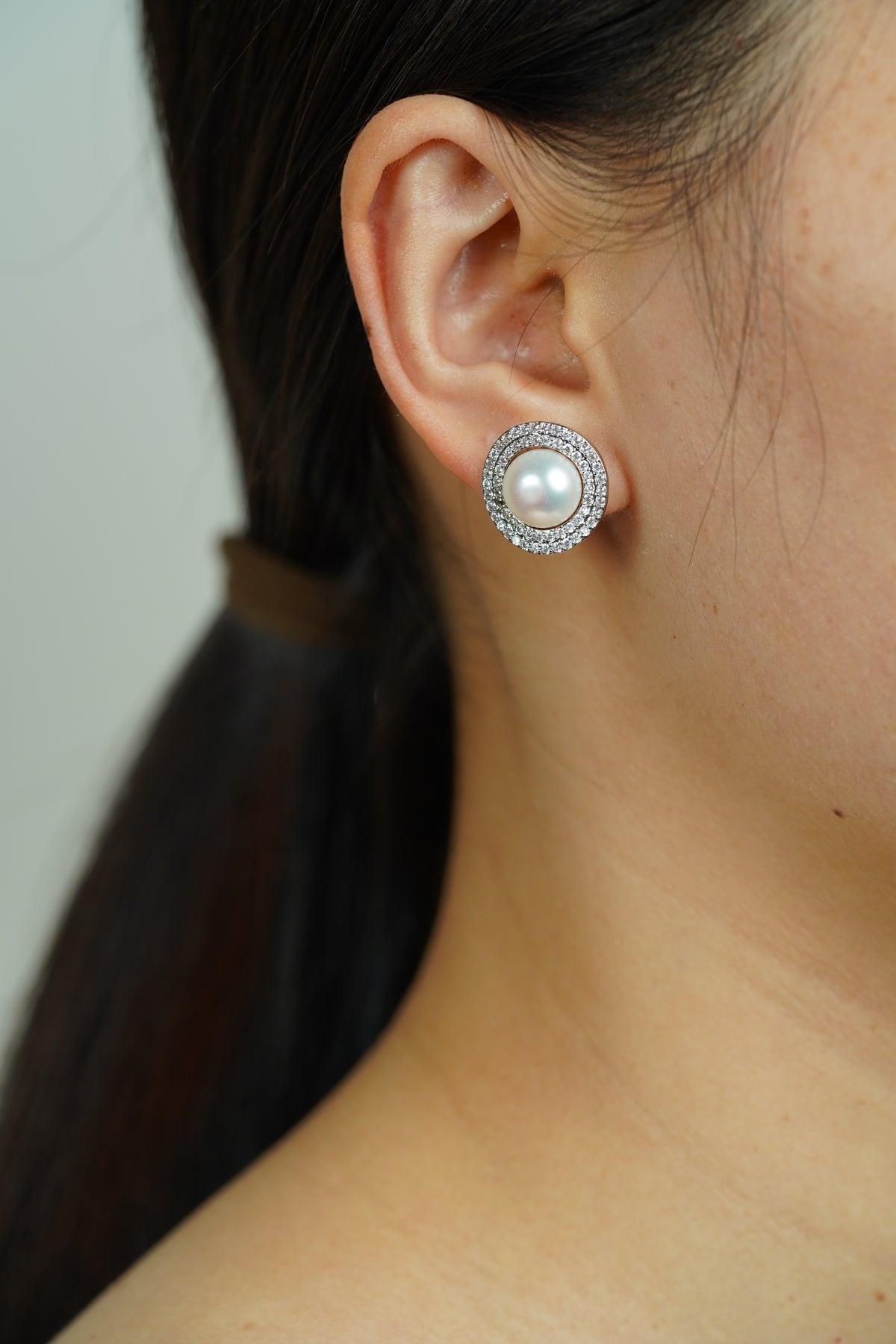 Crystal Pearl Stud Earrings