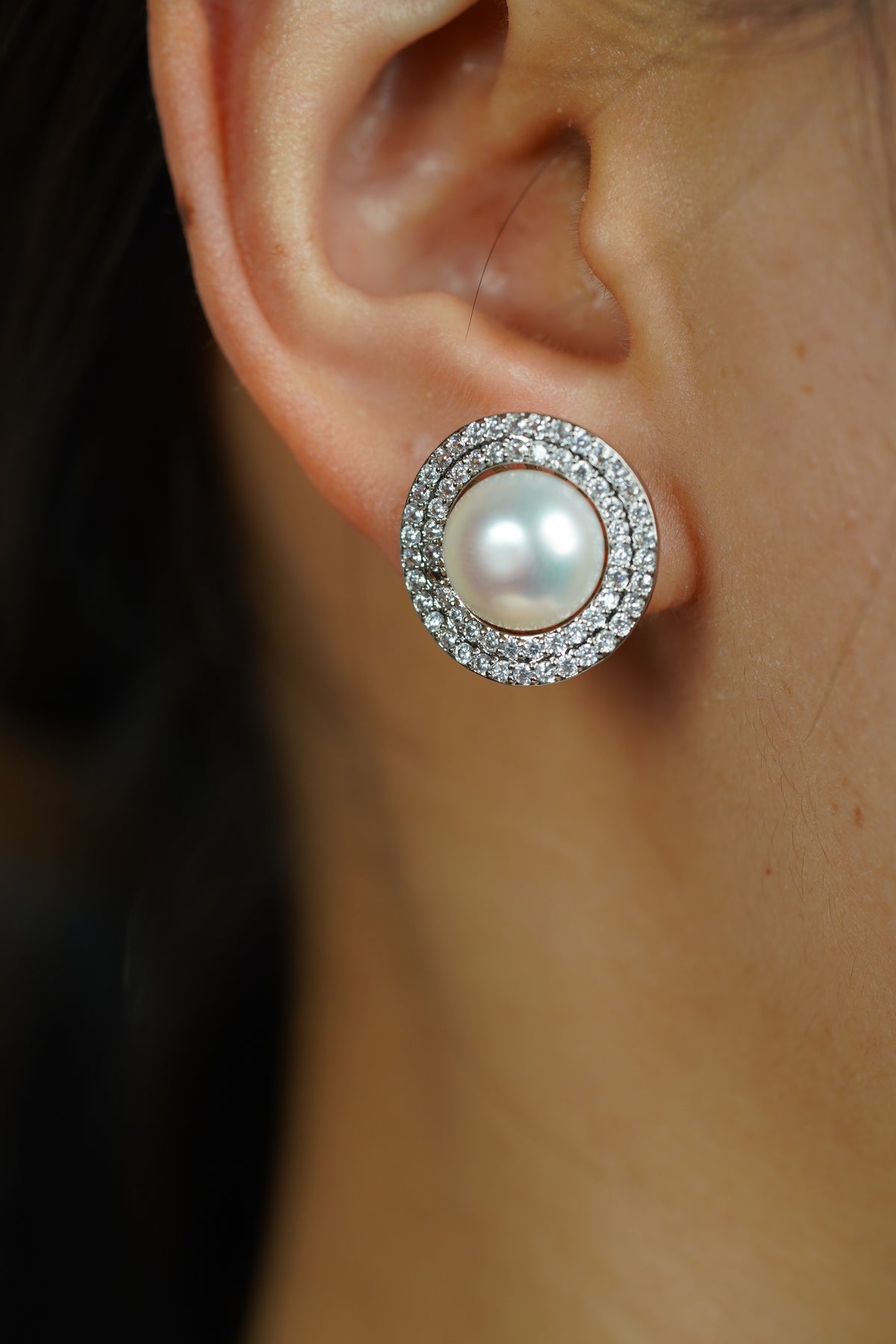 Crystal Pearl Stud Earrings