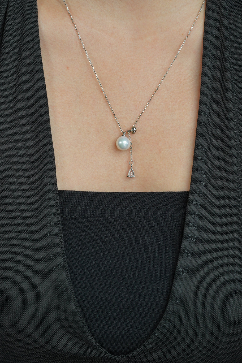 Teardrop Crystal & Pearl Necklace