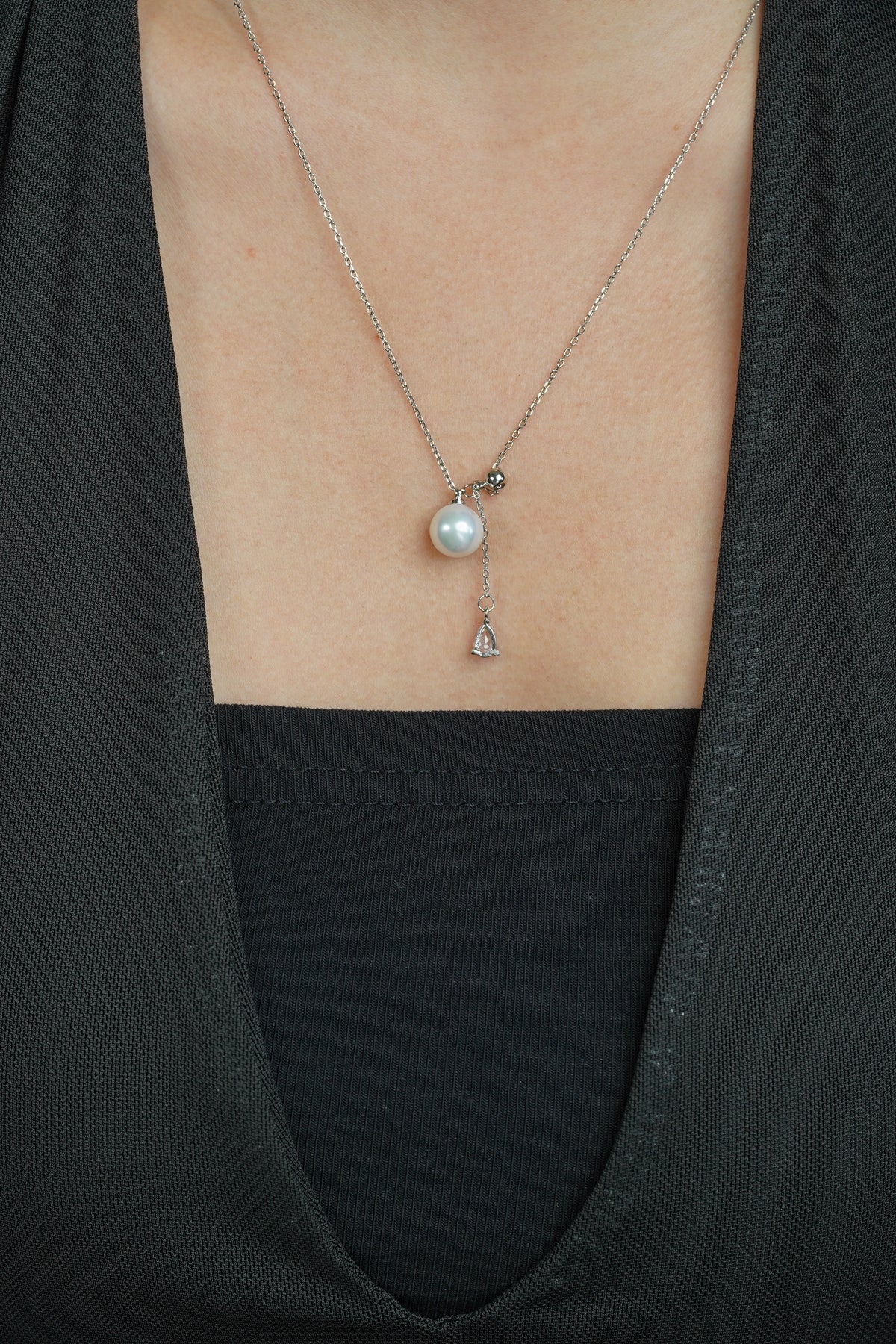 Teardrop Crystal & Pearl Necklace
