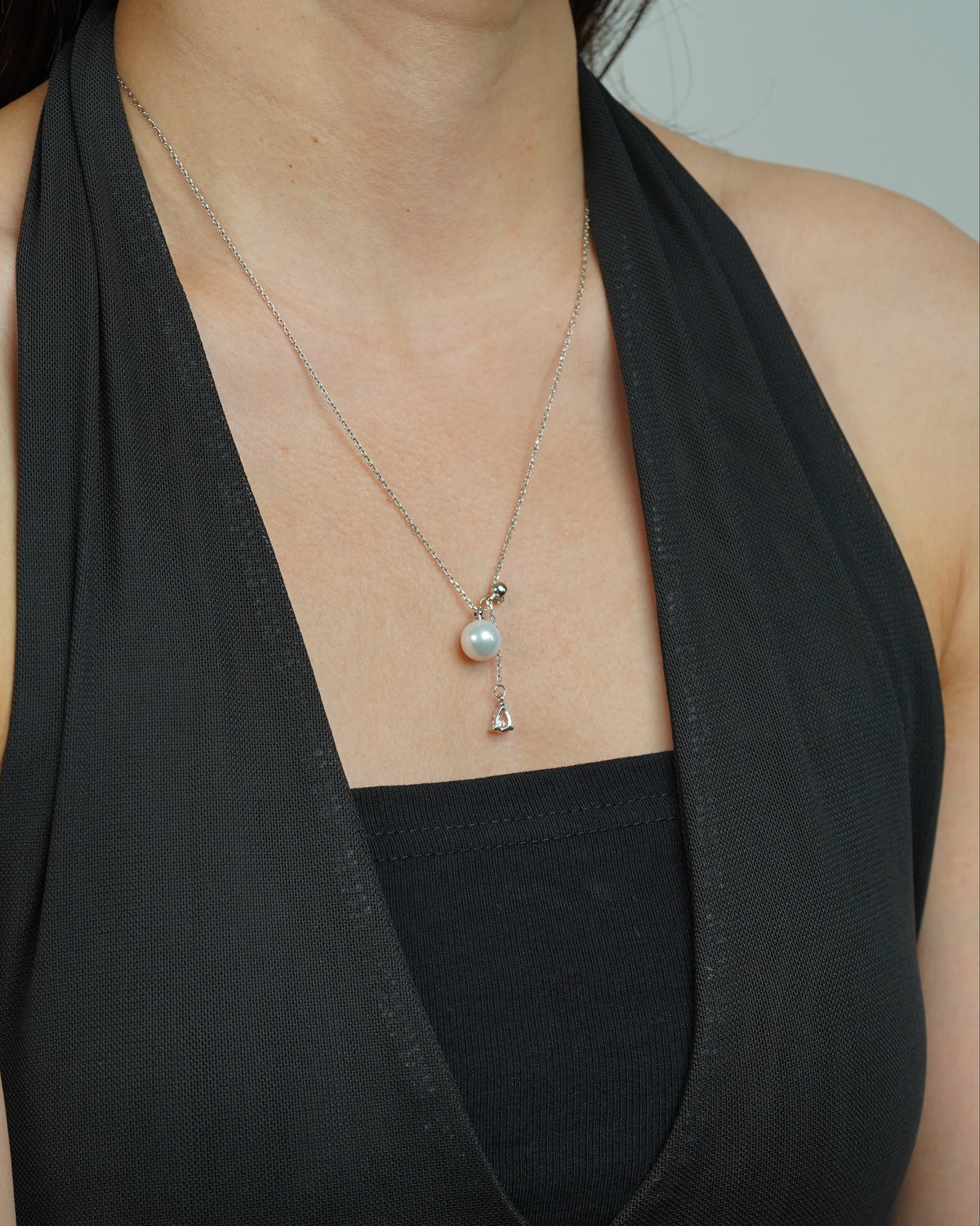 Teardrop Crystal & Pearl Necklace
