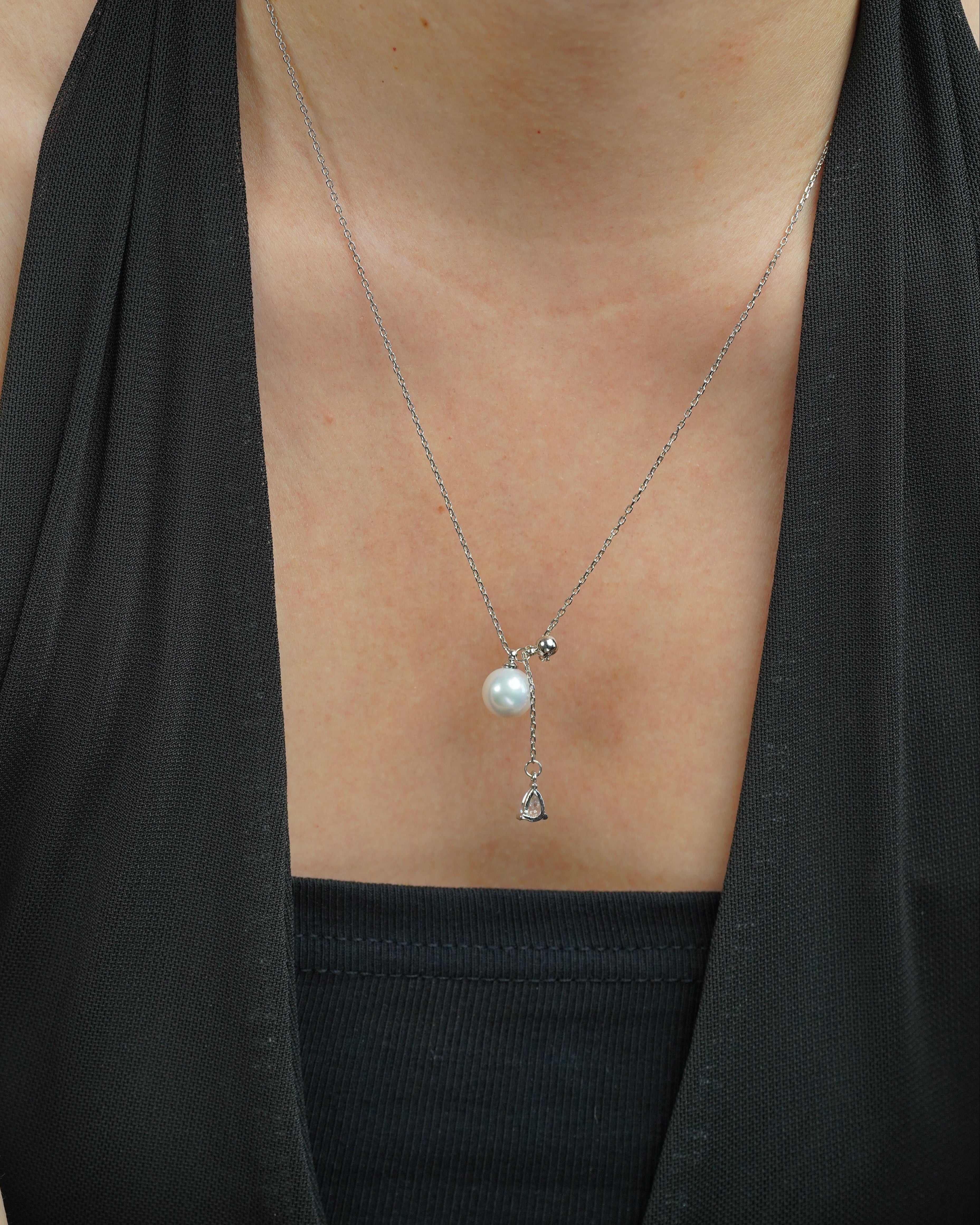 Teardrop Crystal & Pearl Necklace