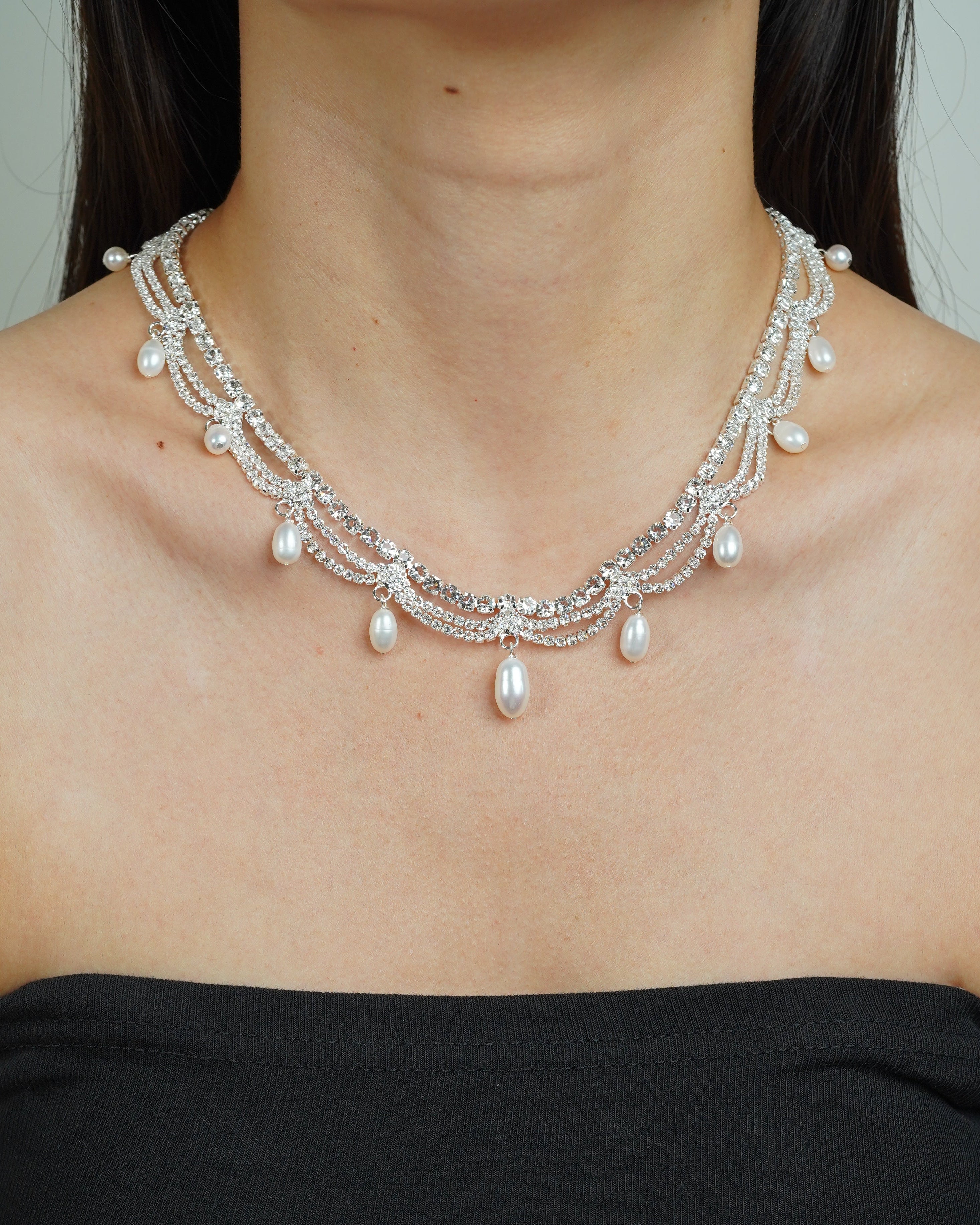Ripple Crystal Pearl Choker